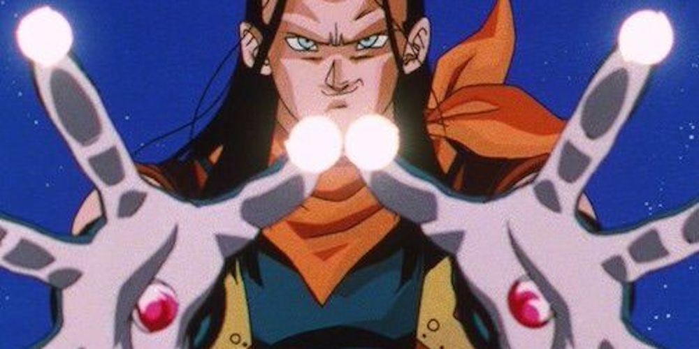 Super Android 17 lança Electro Eclipse Bomb no anime Dragon Ball GT.