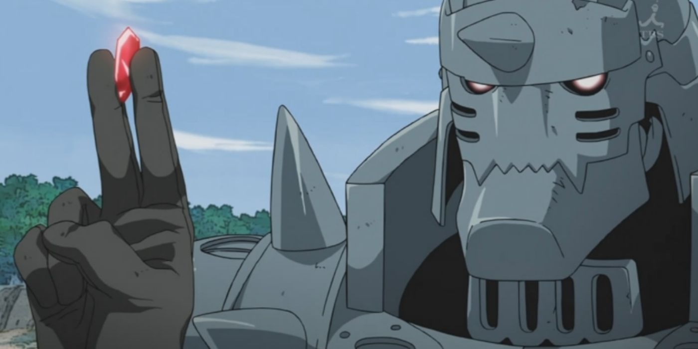 Alphonse Elric holding a Philosopher's Stone in Fullmetal Alchemist: Brotherhood.