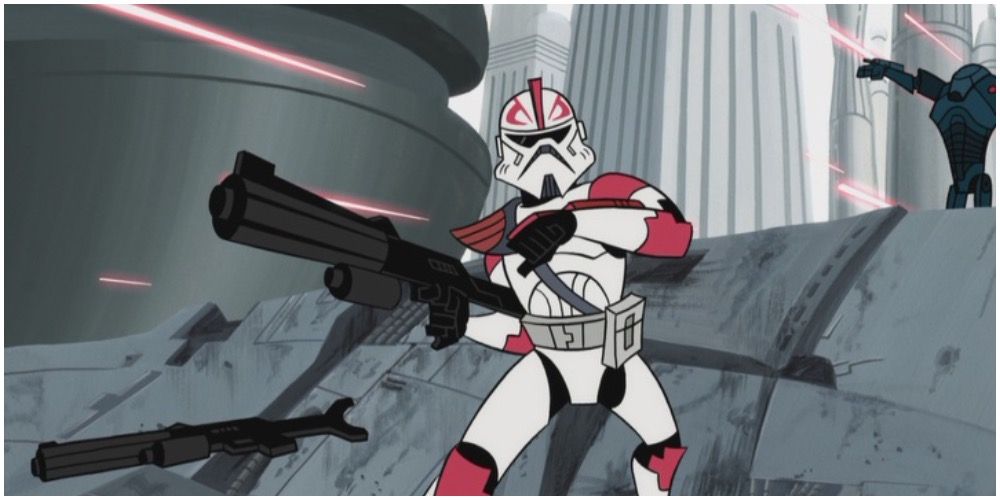 Fordo in a battle against the droids