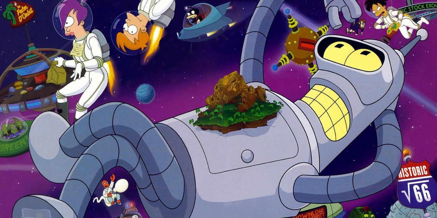 Animated Futurama Bender Civilization Floating In Space