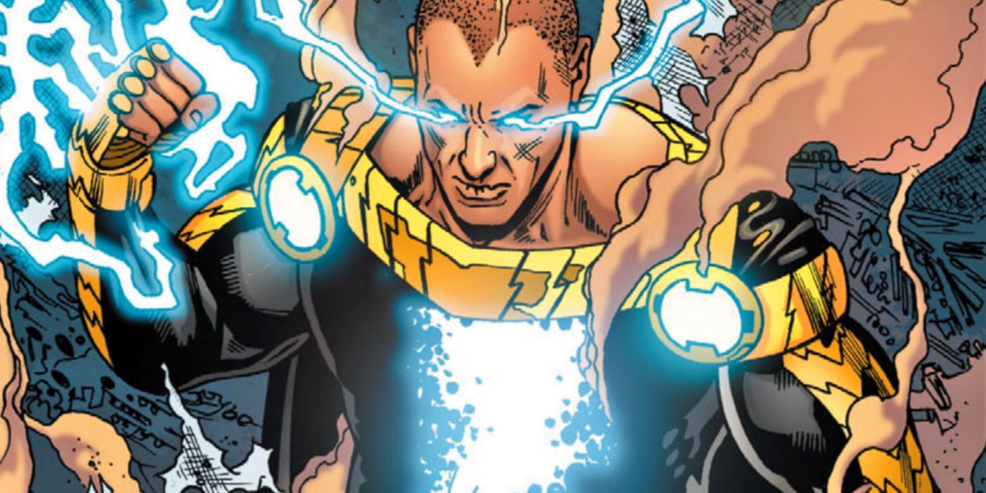 Future State Black Adam With Lighting Coming Out Of His Eyes And Fists
