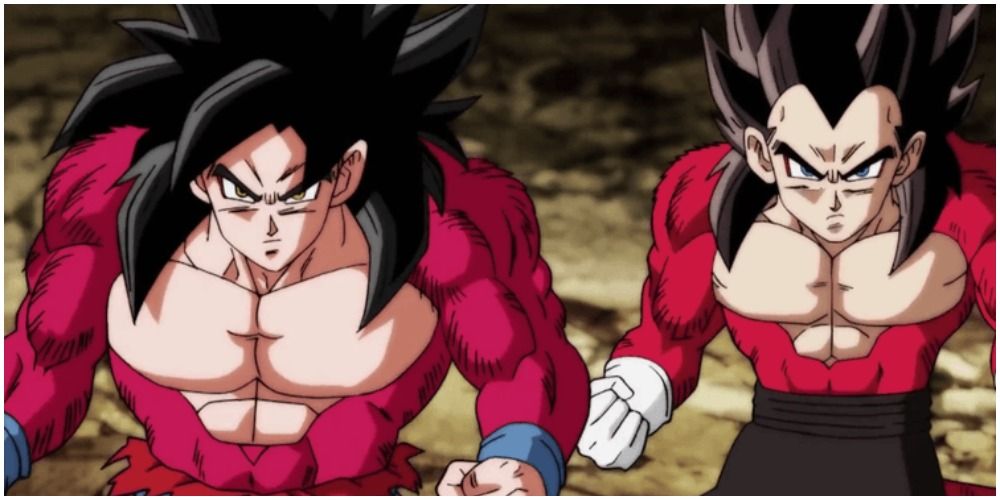 Super Saiyan 4 Goku and Vegeta consider their options in Dragon Ball GT