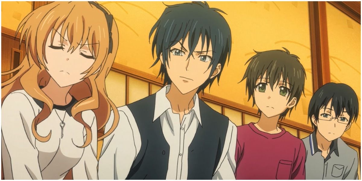 A Golden Time still shows Koko, Banri, Mitsuo and Sato sitting in a row