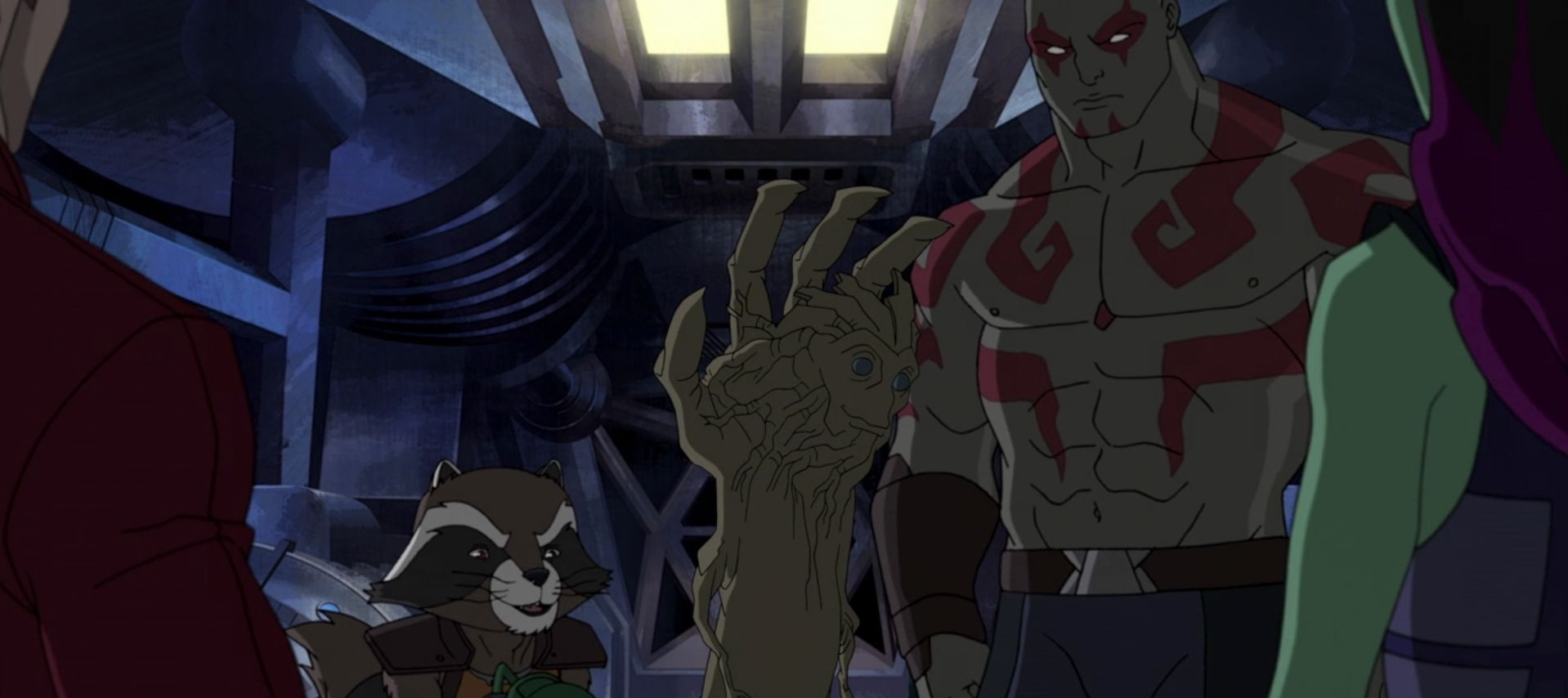 Groot regrows from his hand in Guardians of the Galaxy