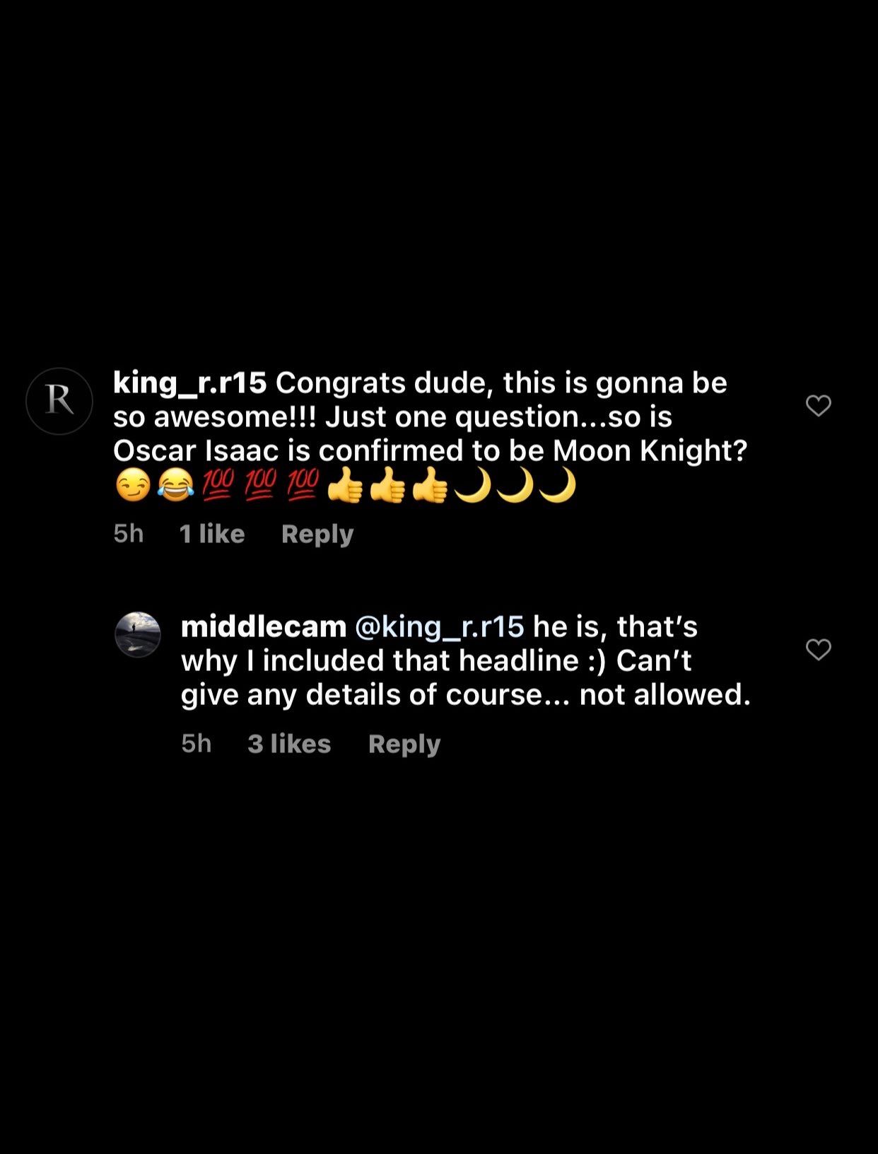 Moon Knight Cinematographer Instagram Response