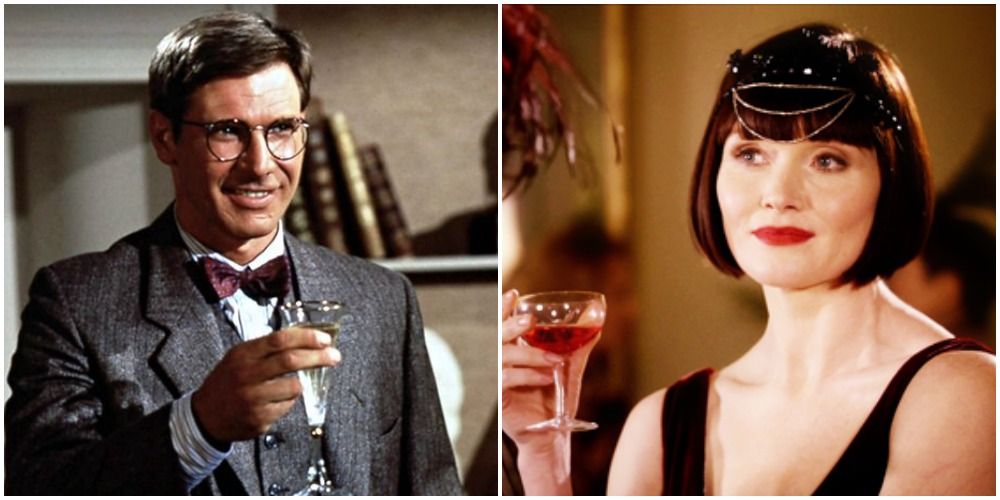 Indiana Jones and Miss Fisher Holding Drinks