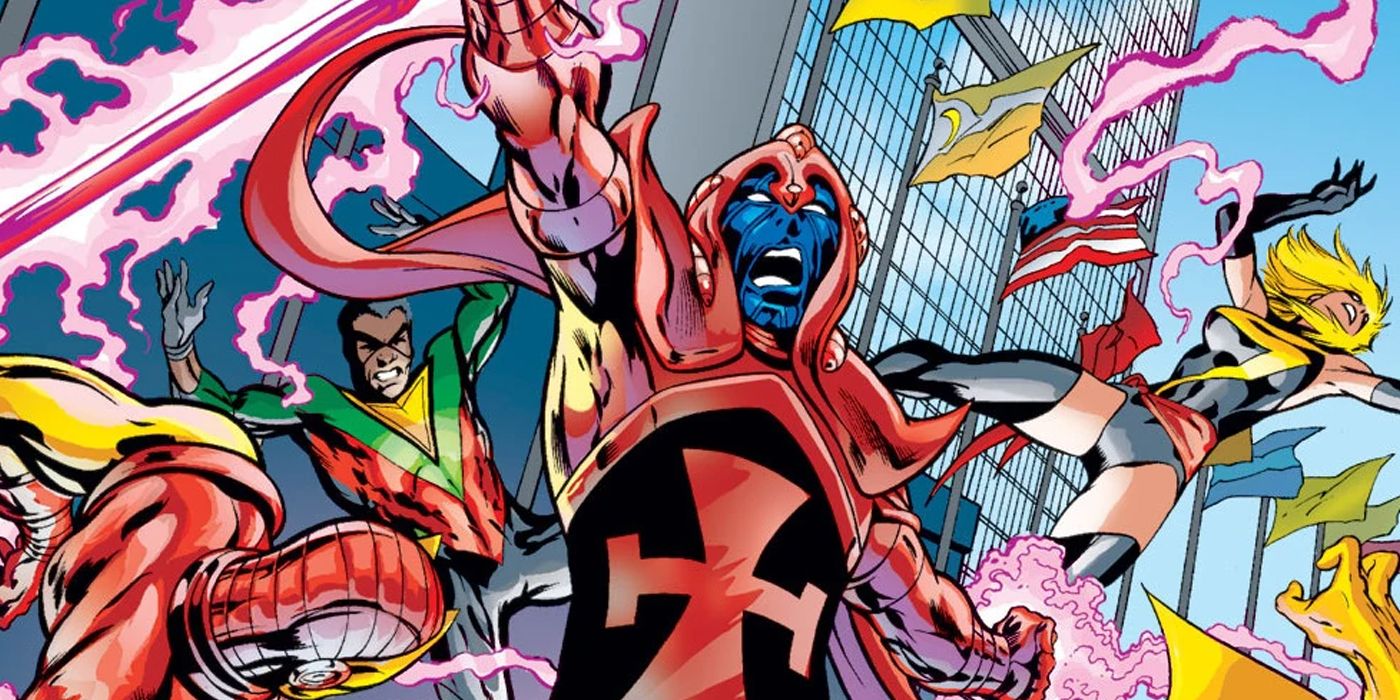 Scarlet Centurion battles Ms. Marvel, Iron Man and the Avengers