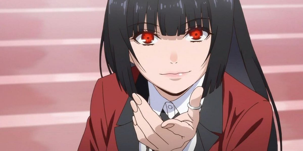 yumeko holding out her hand smiling in kakegurui