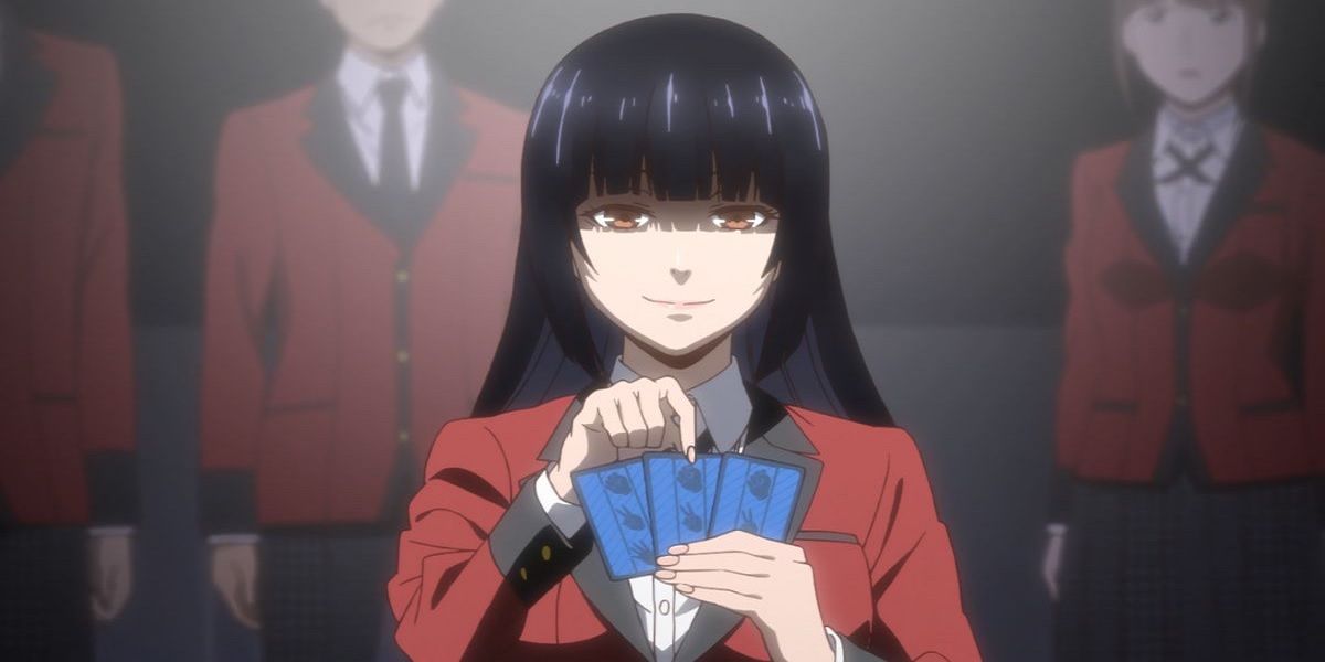 yumeko smiling playing cards kakegurui