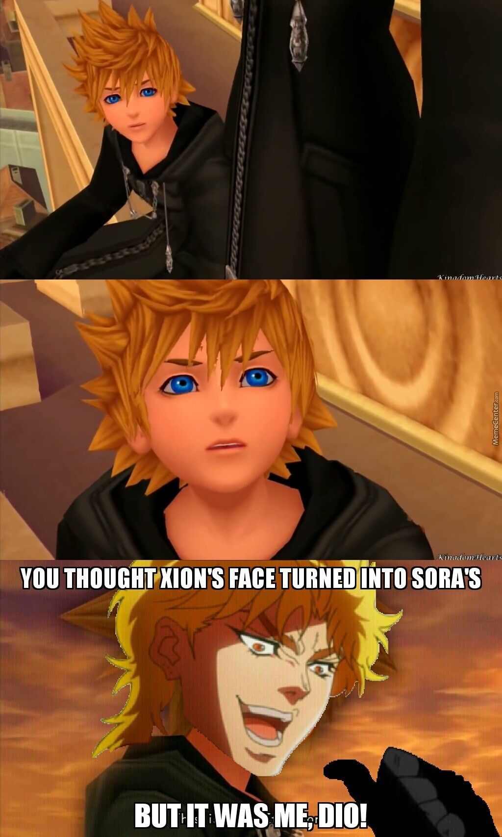 Roxas and Xion from Kingdom Hearts, It was me Dio! Meme JoJo's Bizarre Adventure