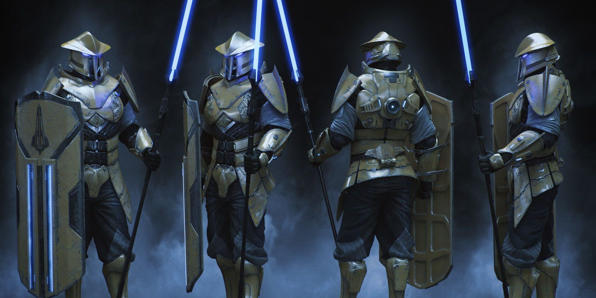 The Knights of Zakuul wielding lightsaber lances