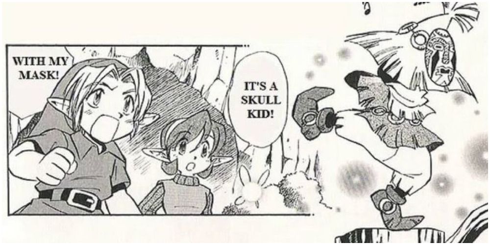 Link and Skull Kid Ocarina of Time Manga