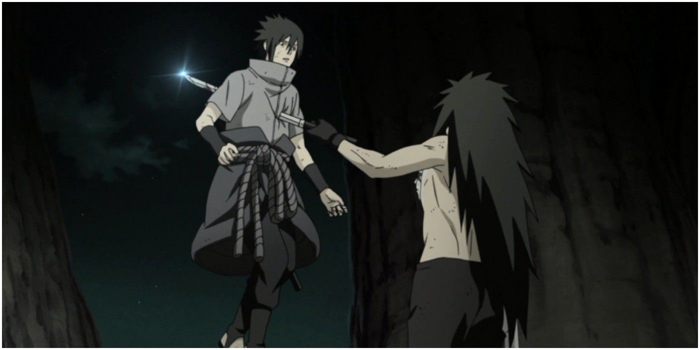 Madara stabbing Sasuke with his own blade (Naruto)