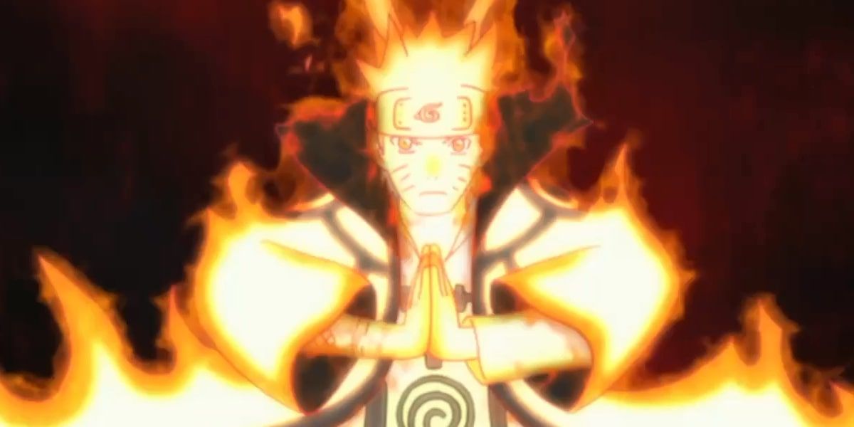 Naruto uses Kurama's power to create a new form in Naruto.