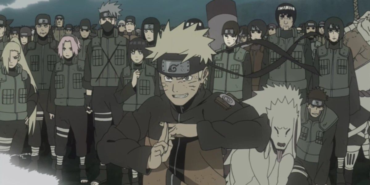 Naruto uses hand signs in Naruto Shippuden.