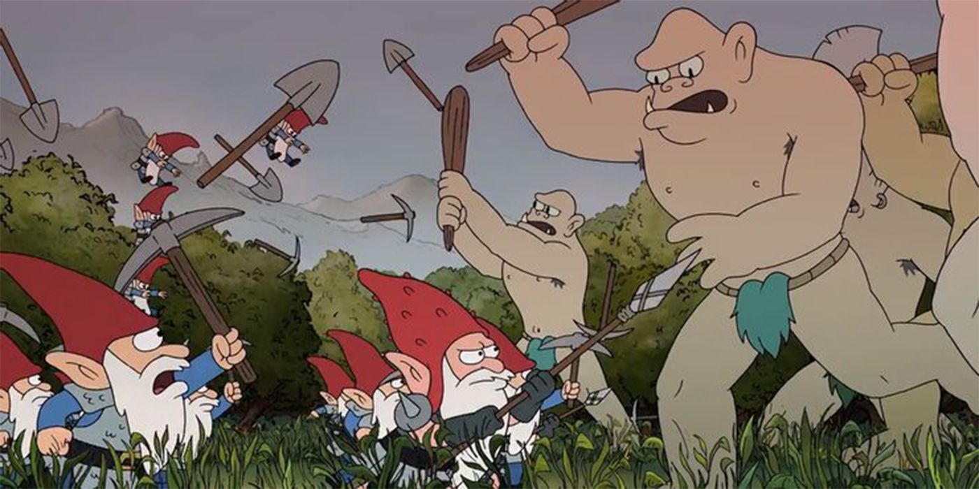 Ogres fight a battle against gnomes