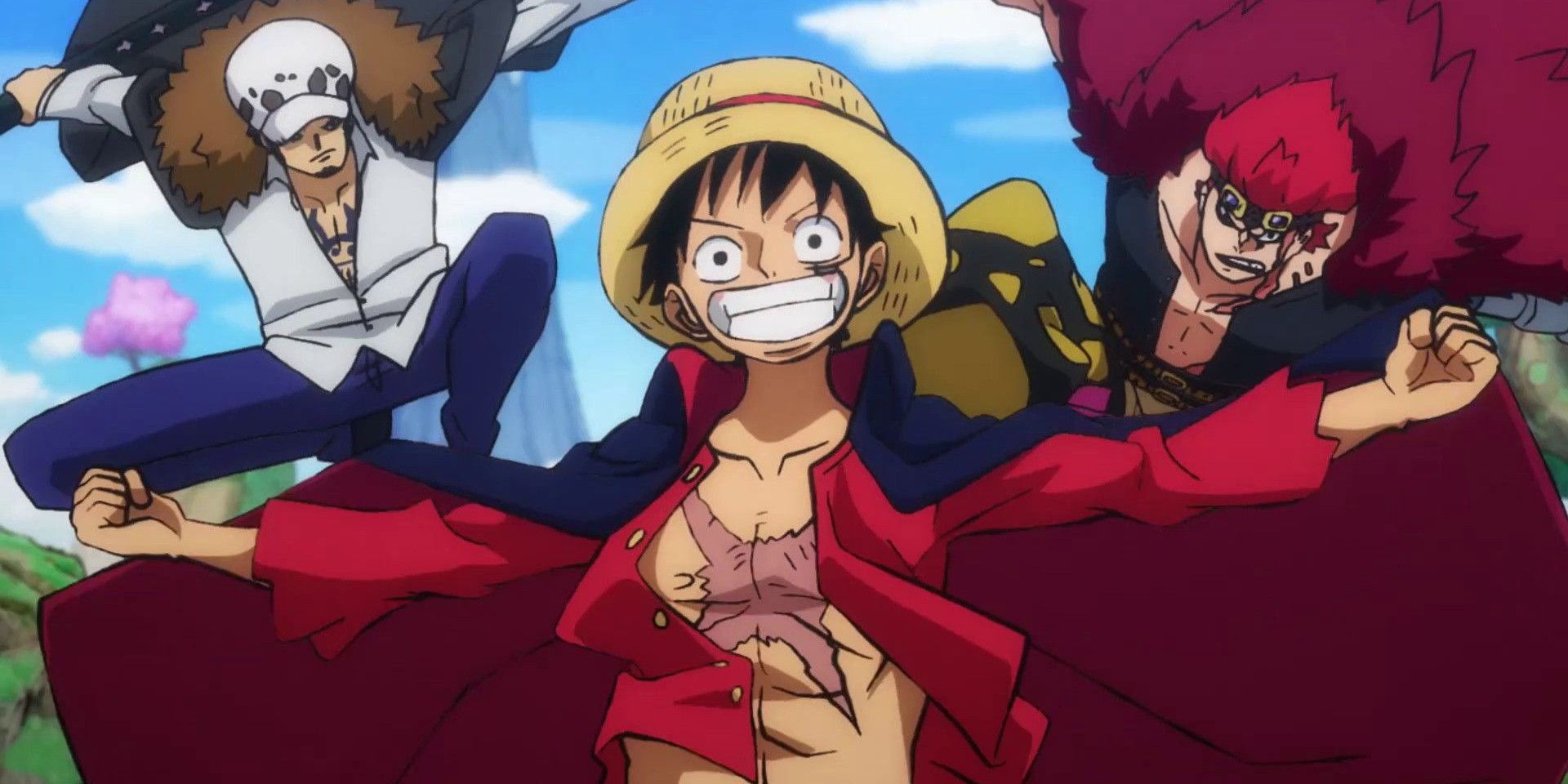 Eustass Kid and Trafalgar Law right behind Luffy in One Piece
