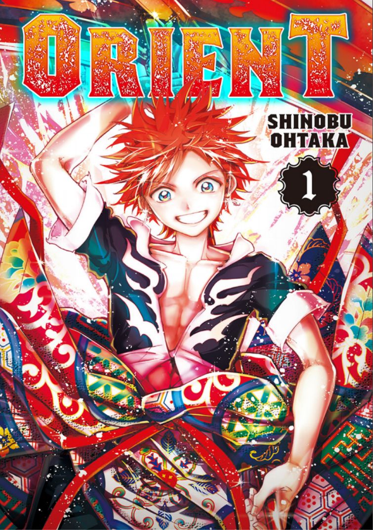 Orient manga Cover featuring Musashi Kojiro relaxing and smiling
