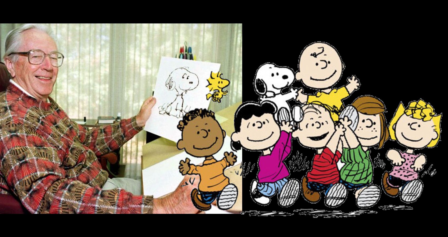 PEANUTS characters and the writer.