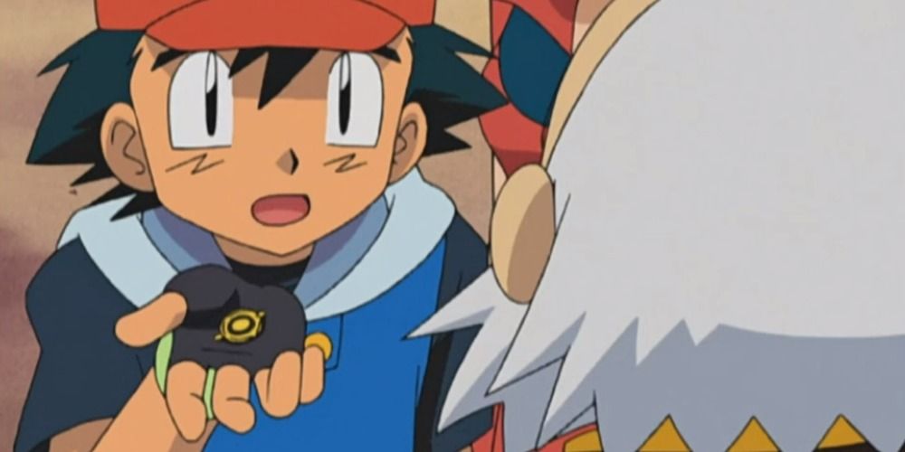 Ash tries to give his badge back to Wattson in Pokemon anime