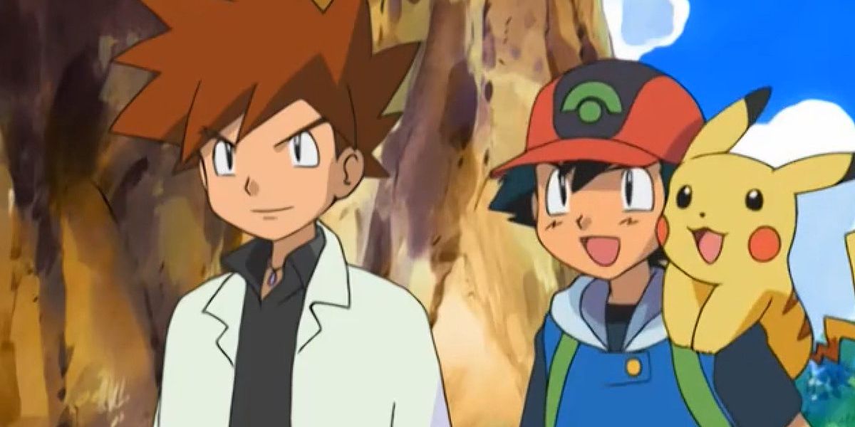 Anime Pokemon Gary As Professor With Ash