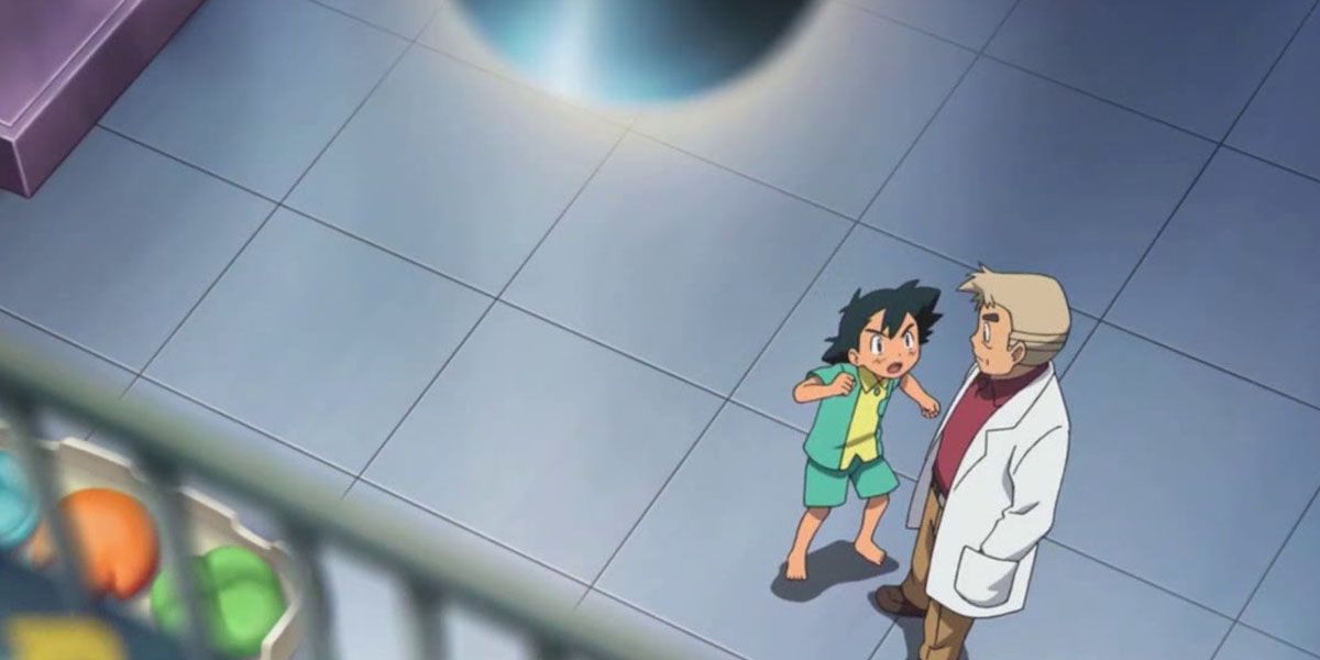 Ash yells at Professor Oak