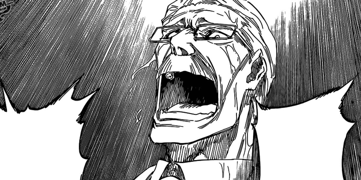 Robert yelling with tears in his eyes Bleach manga
