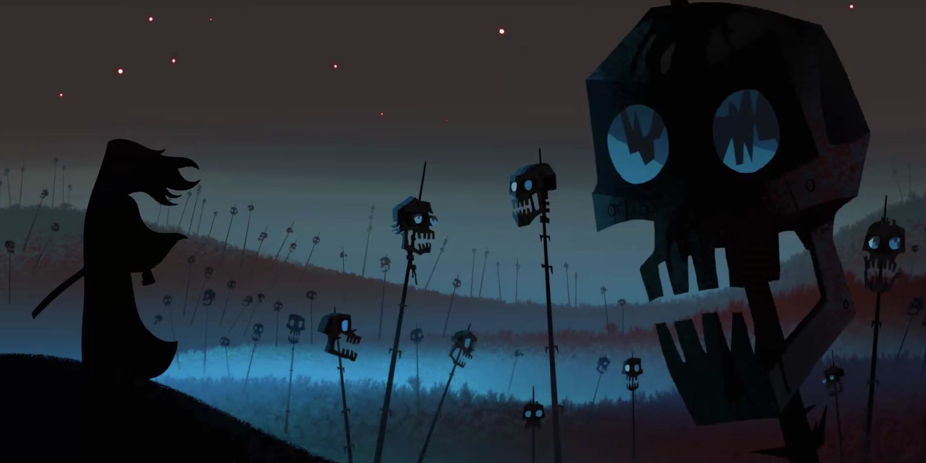 Animated Samurai Jack Future Wasteland Skulls