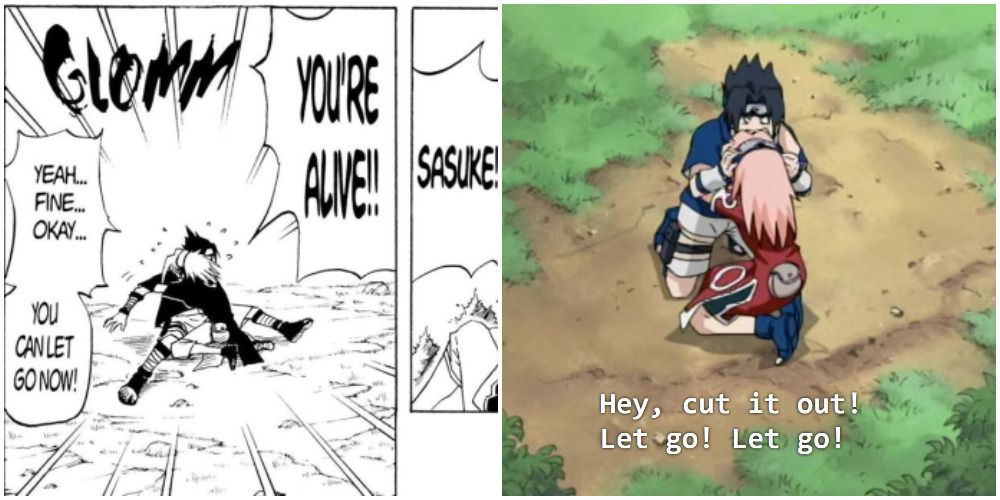 SasuSaku Moment manga vs anime