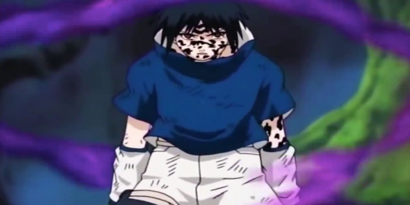 Sasuke in the Forest of Death in Naruto.
