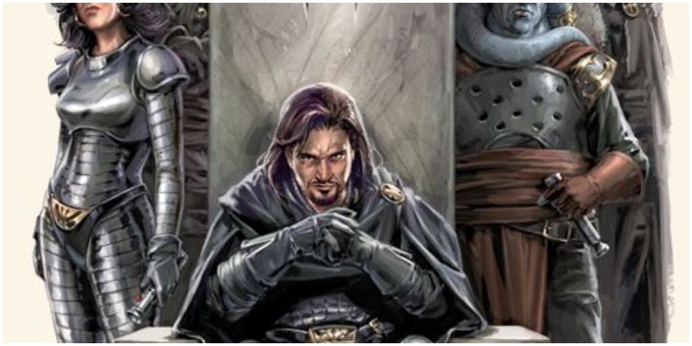 Skere Kaan sitting in a throne surrounded by Sith