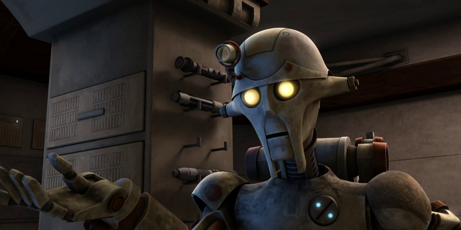 The droid Huyang from Star Wars: The Clone Wars, voiced by actor David Tennant.