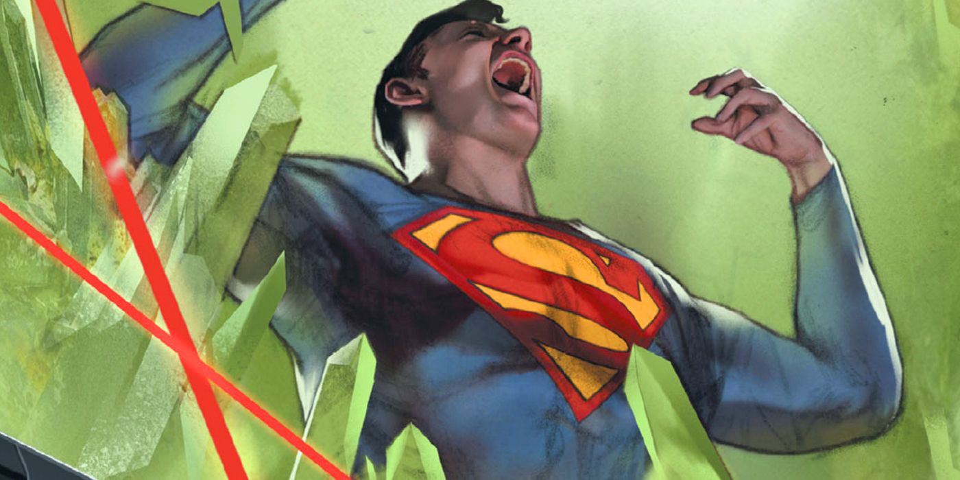 Superman being taken down by green Kryptonite
