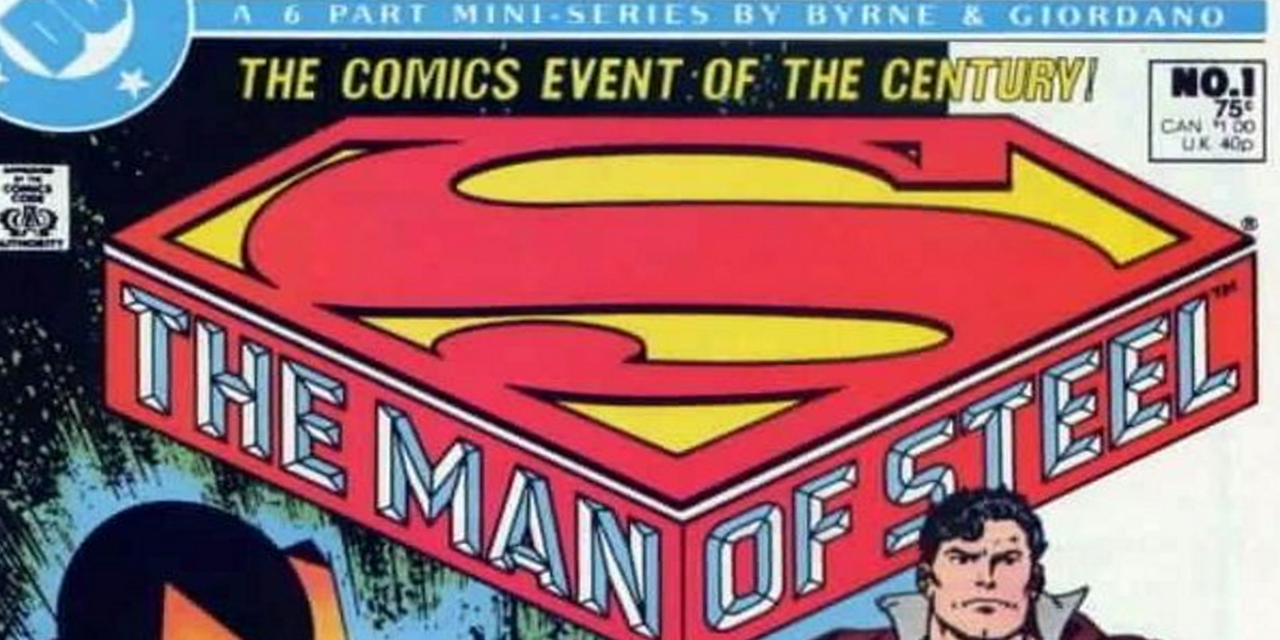 cropped top of the cover for the Man of Steel 1986