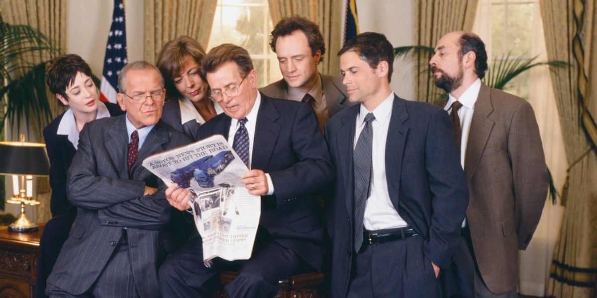The West Wing cast in the Oval Office