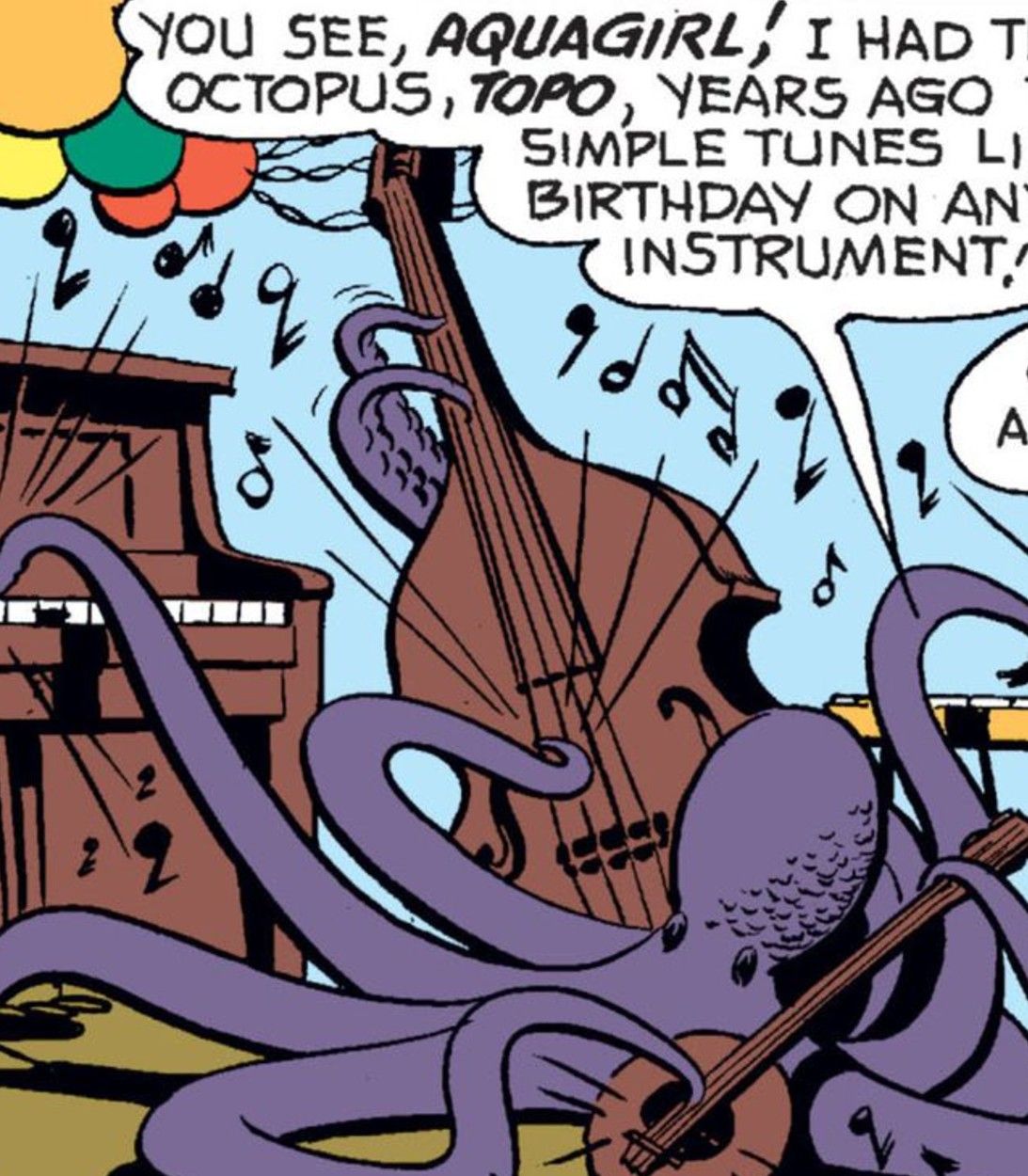 Topo plays instruments for Aquaman