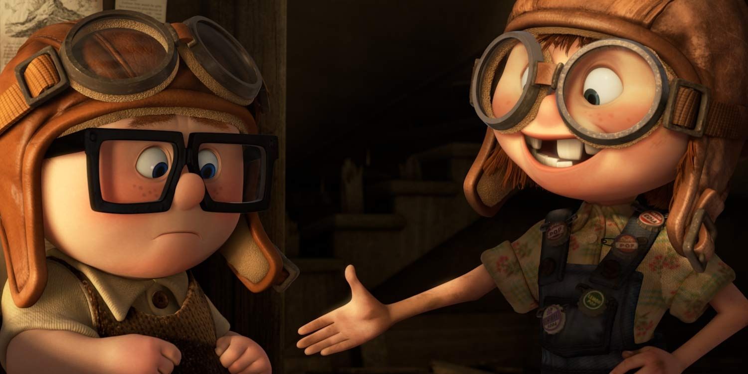 Carl Fredricksen &amp; Ellie shaking hands in Up Pixar 