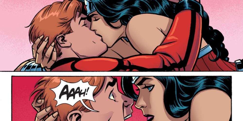 Wonder Woman kisses Orion to make him shut up in Wonder Woman Vol. 4 #19