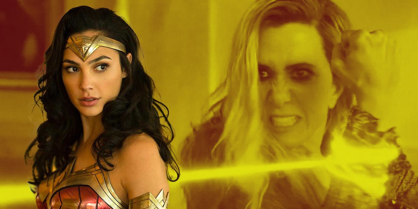 A split images shows Gal Gadot's Wonder Woman in Wonder Woman 1984 and the villain Cheetah in the DCEU