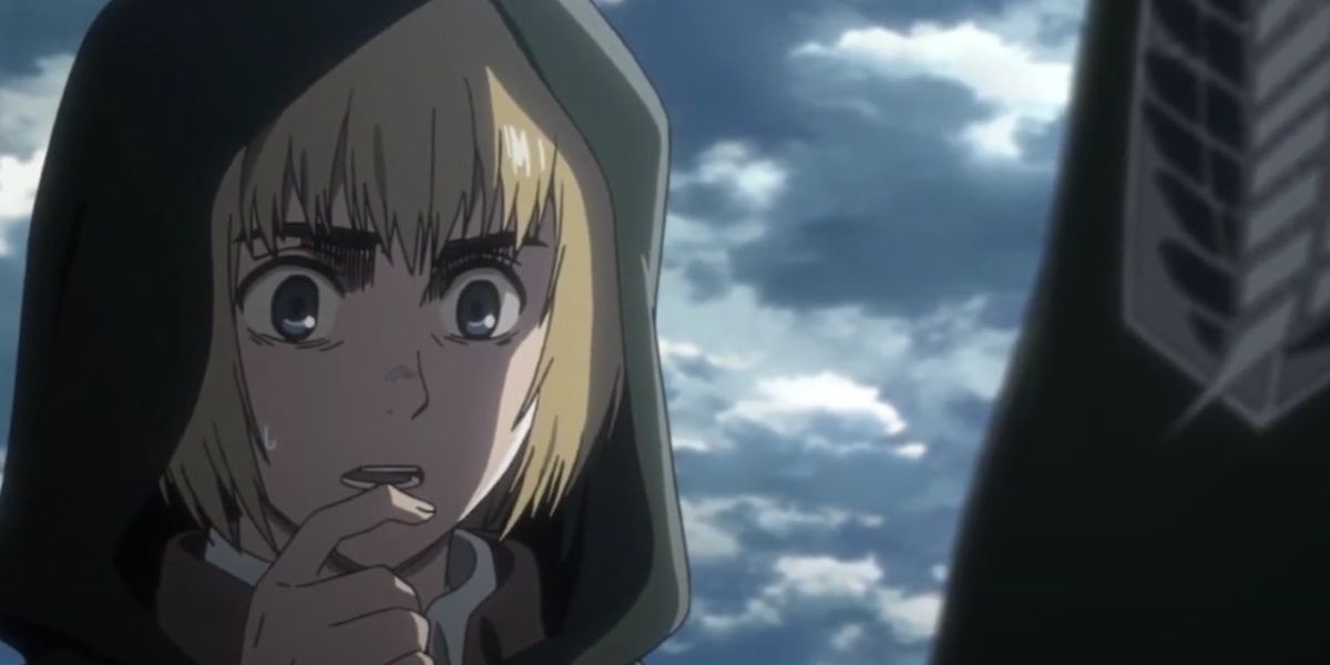 Armin Arlert talks to Erwin in Attack on Titan