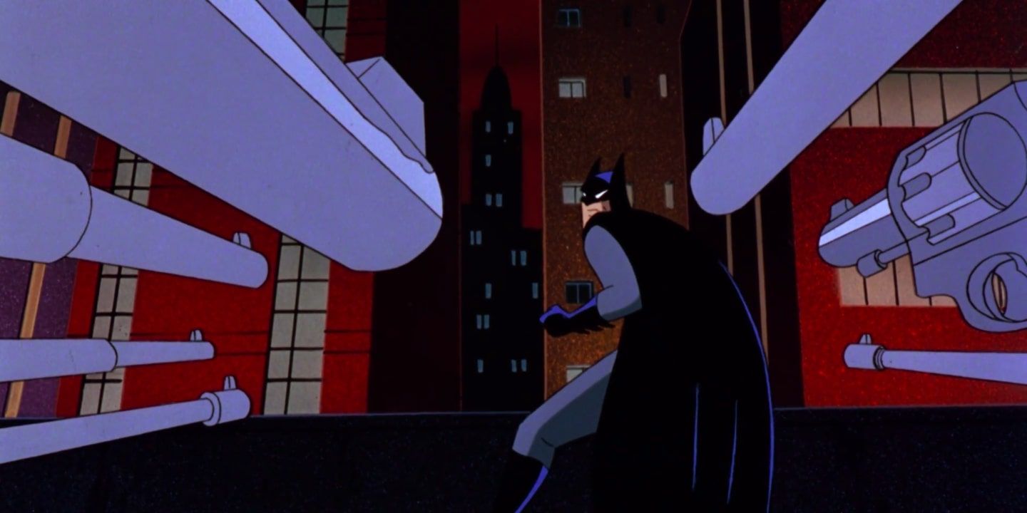 Batman cornered by police in Batman: Mask of the Phantasm