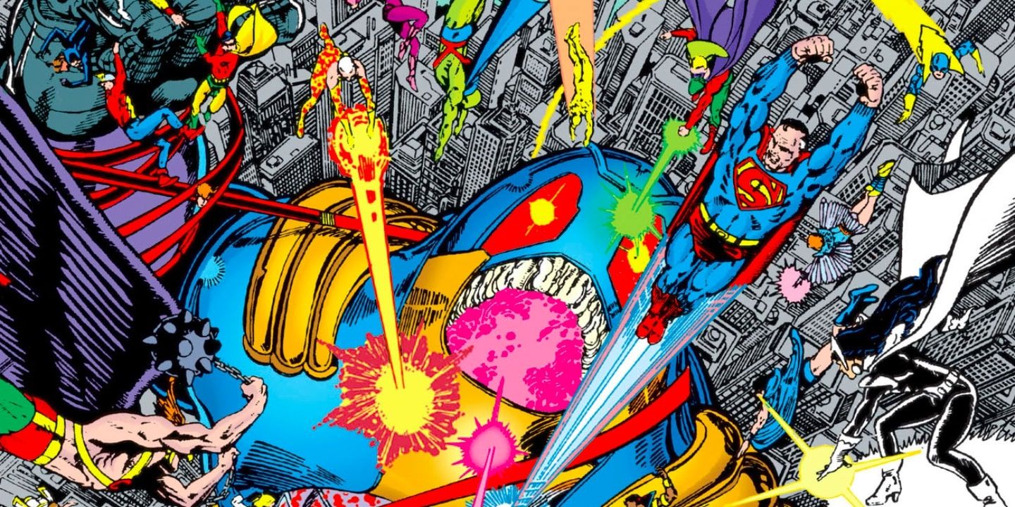 DC Comics' heroes battle the Anti-Monitor in Crisis on Infinite Earths