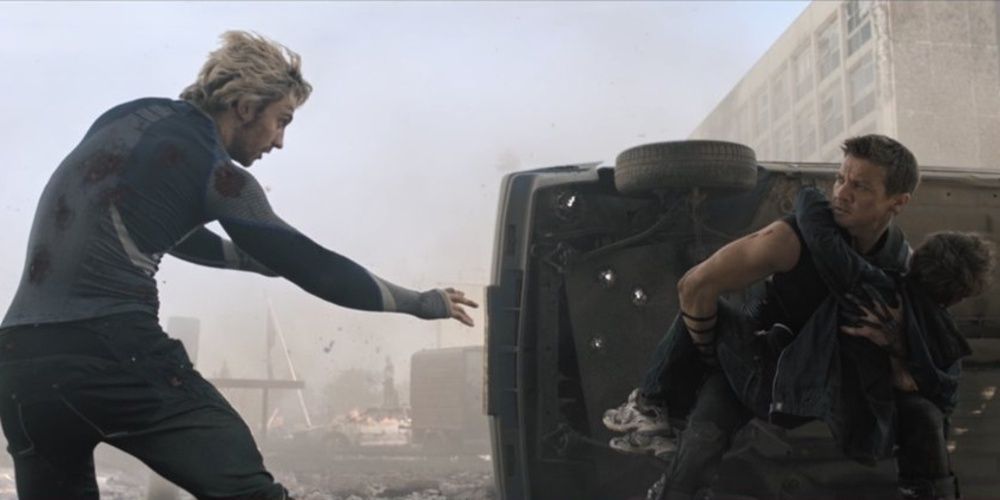 quicksilver running to hawkeye in age of ultron