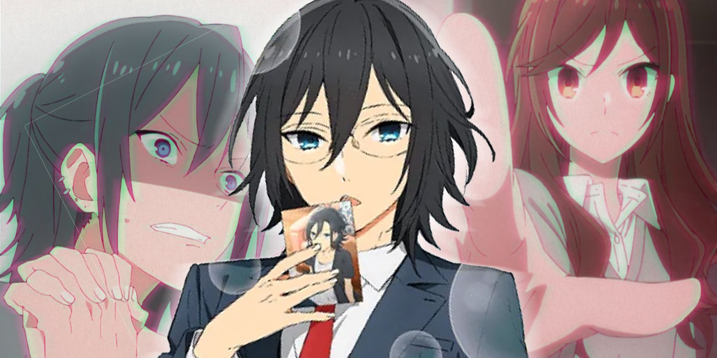 Izumi with his glasses on compared to non-school version and Kyouko Hori in Horimiya