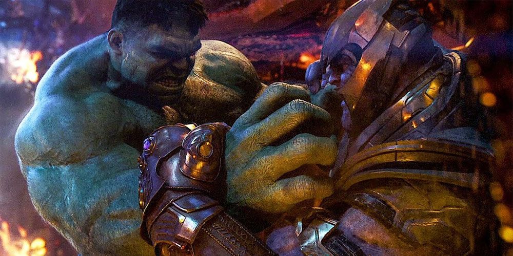 Thanos beats up Hulk in Avengers: Infinity War