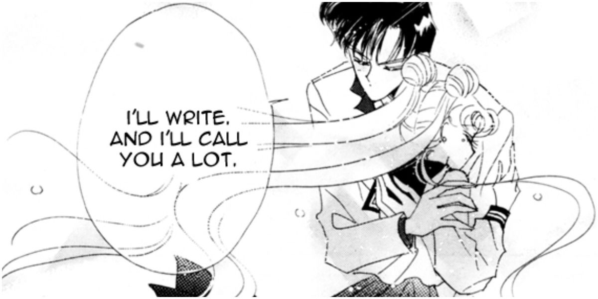 mamoru and usagi embracing, manga