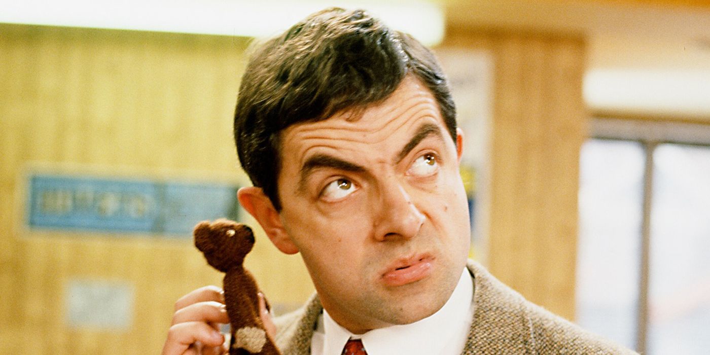 Mr Bean shows off his beloved Teddy.