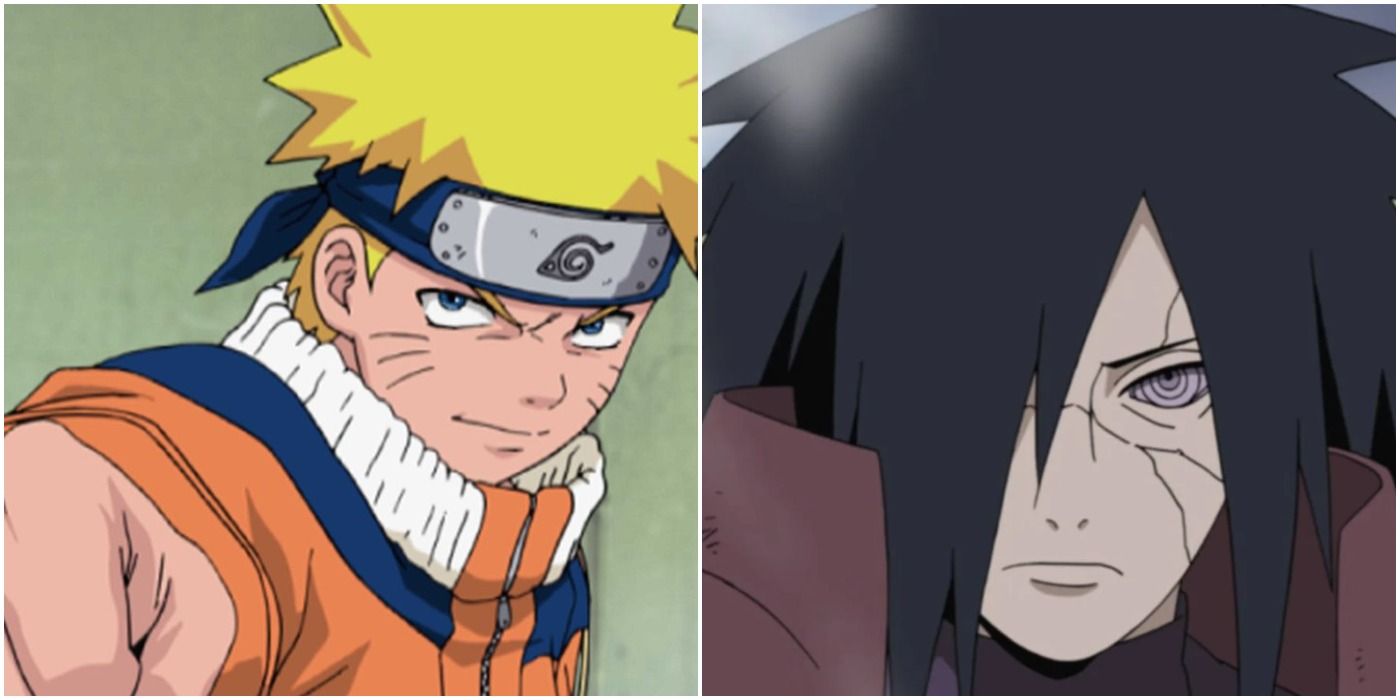 split image: Naruto Uzumaki, Madara Uchiha