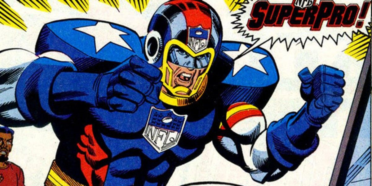 NFL SuperPro shouting his name in Marvel Comics