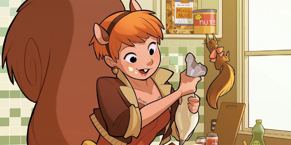 Squirrel Girl Decorating a cake